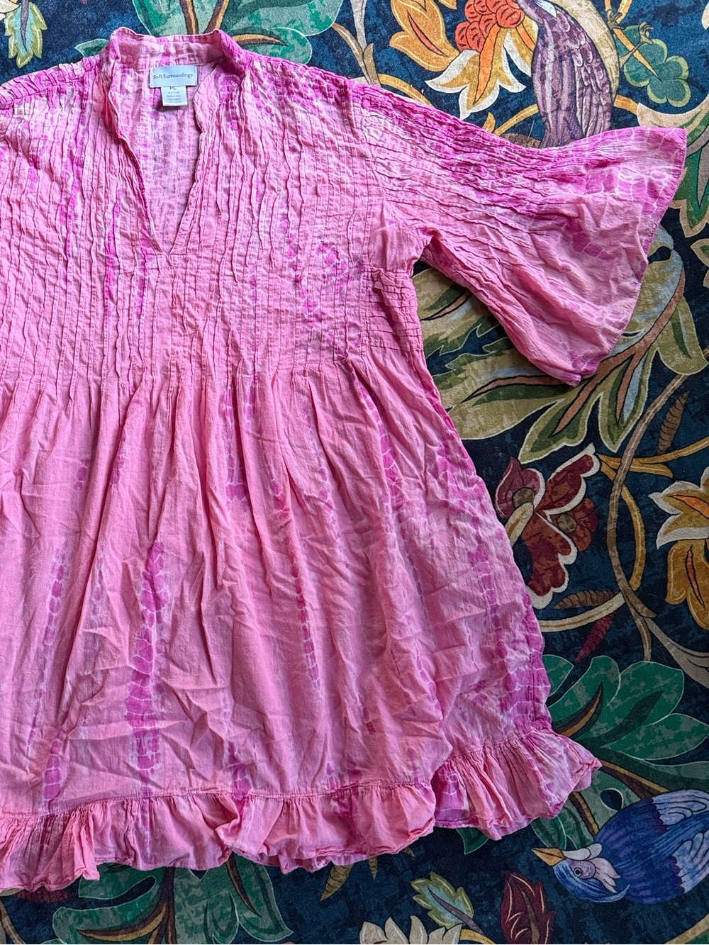 Women's Pink Tie-dye Swim Coverup Dress Large Petite